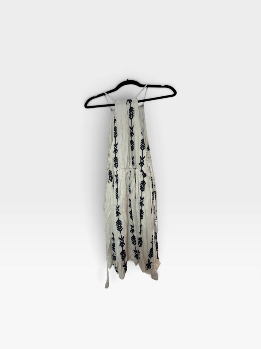 Lush Cream Embroidered Arrow Stripe Lace-Up Maxi Dress Size L
